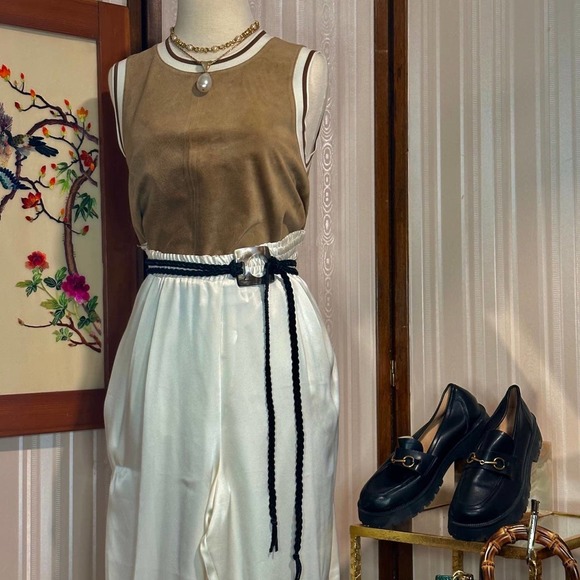 Theory Beige Leather Sleeveless Tank Top - Picture 3 of 9